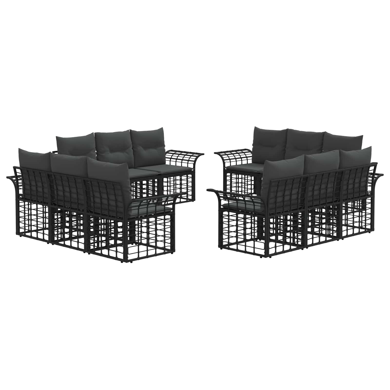 Outdoor-Sofagarnitur 12 pcs Schwarz und Dunkelgrau Polyester