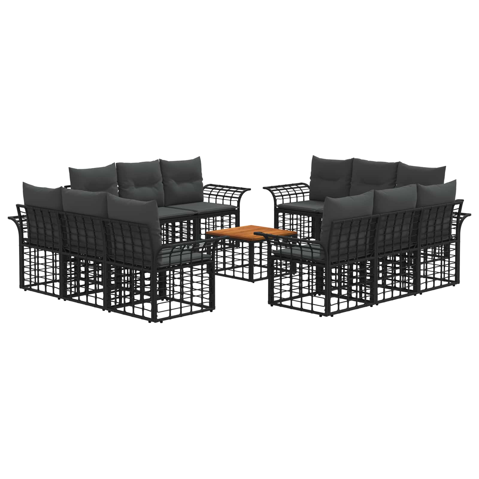 Outdoor-Sofagarnitur 13 pcs Schwarz und Dunkelgrau Polyester