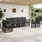 Outdoor-Sofagarnitur 6 pcs Schwarz und Dunkelgrau Polyester