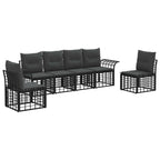 Outdoor-Sofagarnitur 6 pcs Schwarz und Dunkelgrau Polyester