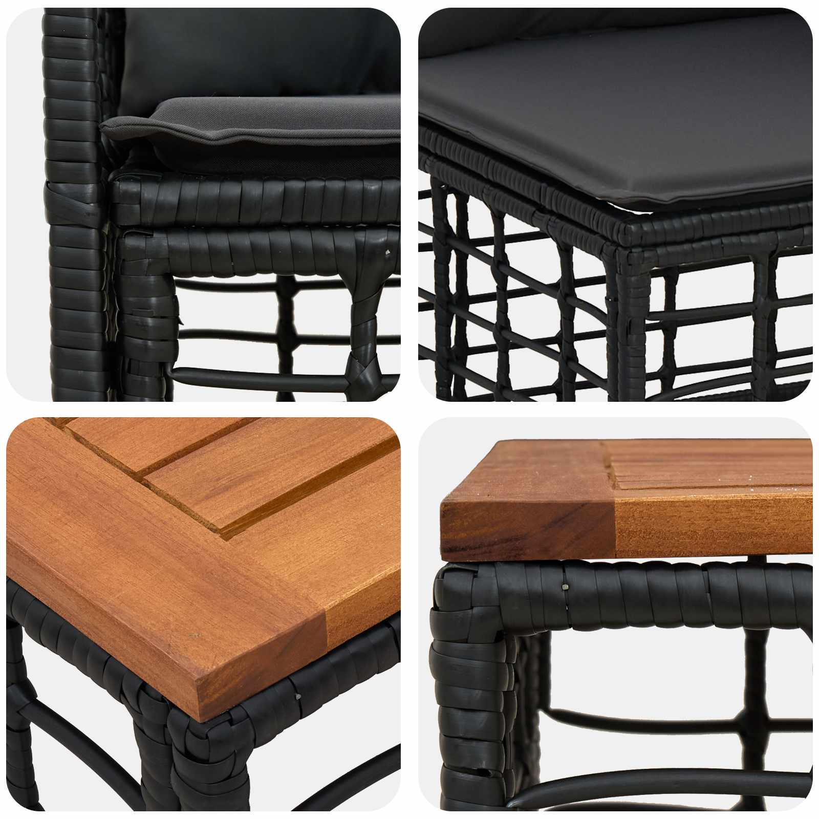 Outdoor-Sofagarnitur 7 pcs Schwarz und Dunkelgrau Polyester