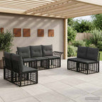 Outdoor-Sofagarnitur 7 pcs Schwarz und Dunkelgrau Polyester