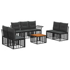 Outdoor-Sofagarnitur 8 pcs Schwarz und Dunkelgrau Polyester