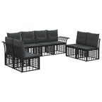 Outdoor-Sofagarnitur 8 pcs Schwarz und Dunkelgrau Polyester