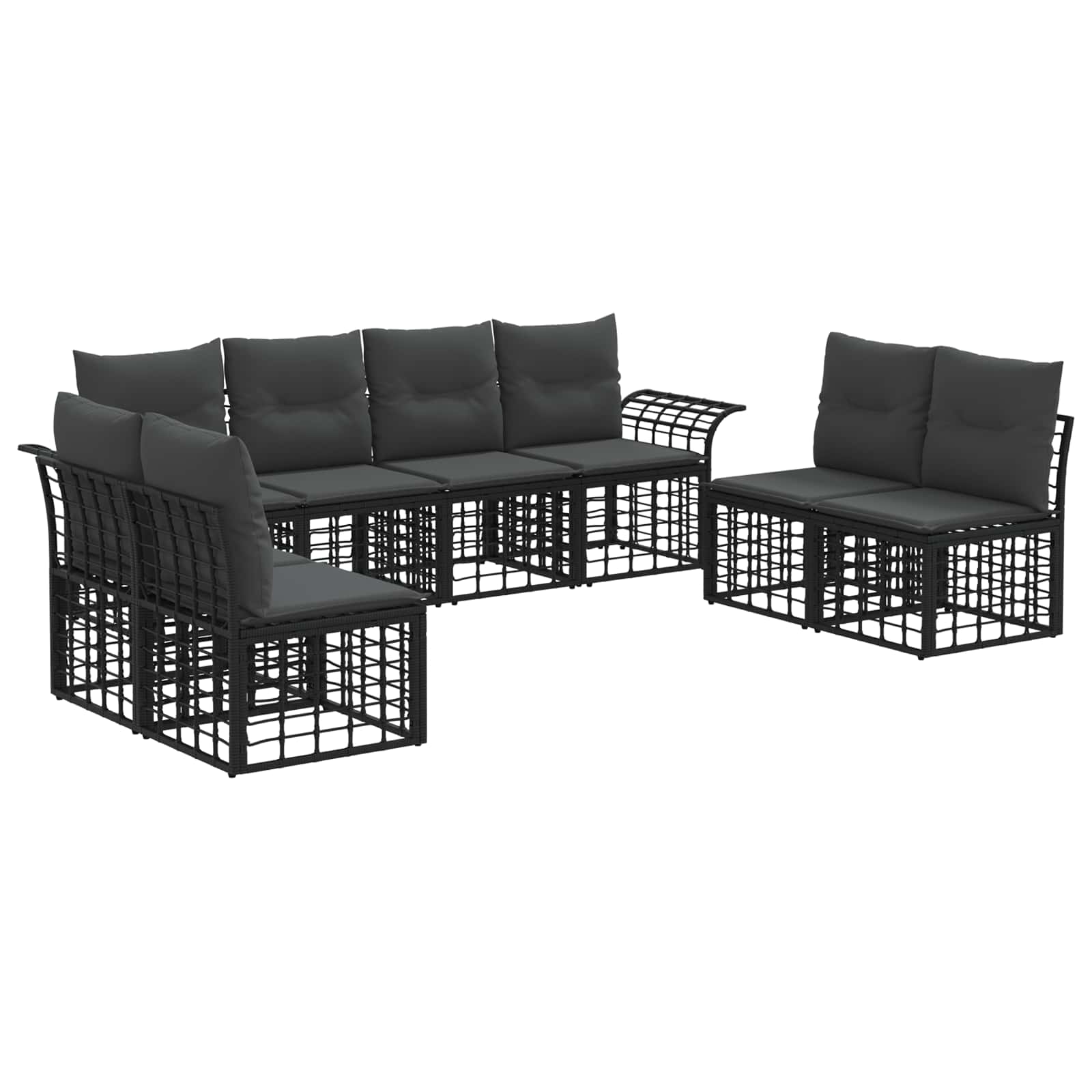 Outdoor-Sofagarnitur 8 pcs Schwarz und Dunkelgrau Polyester