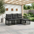 Outdoor-Sofagarnitur 4 pcs Schwarz und Dunkelgrau Polyester