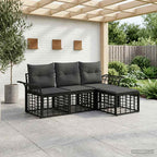 Outdoor-Sofagarnitur 4 pcs Schwarz und Dunkelgrau Polyester