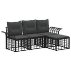 Outdoor-Sofagarnitur 4 pcs Schwarz und Dunkelgrau Polyester