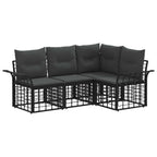 Outdoor-Sofagarnitur 4 pcs Schwarz und Dunkelgrau Polyester