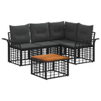 Outdoor-Sofagarnitur 5 pcs Schwarz und Dunkelgrau Polyester