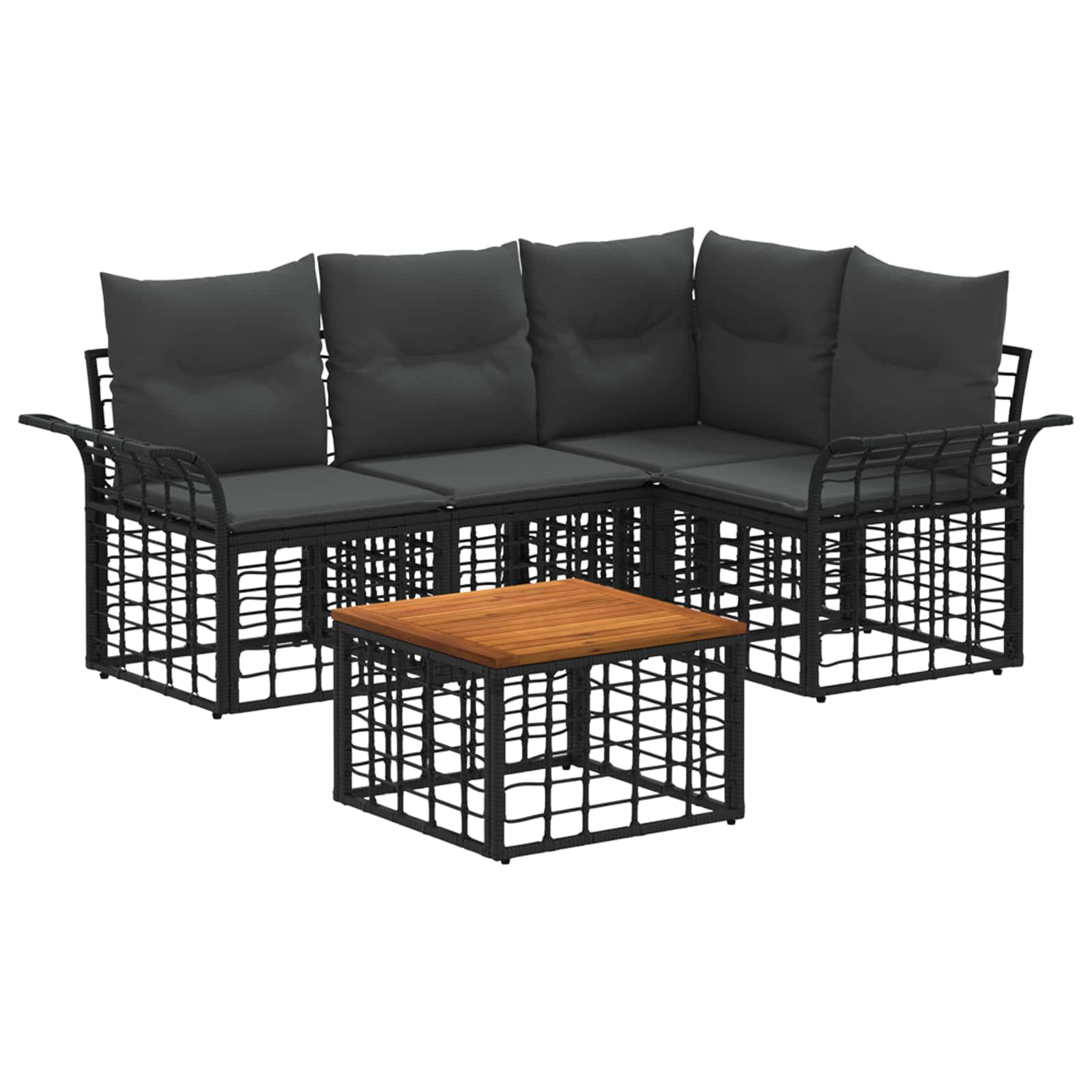 Outdoor-Sofagarnitur 5 pcs Schwarz und Dunkelgrau Polyester