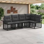 Outdoor-Sofagarnitur 5 pcs Schwarz und Dunkelgrau Polyester