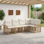 Outdoor-Sofagarnitur 5 pcs Natürlich und Cremweiß Polyester
