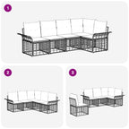 Outdoor-Sofagarnitur 5 pcs Natürlich und Cremweiß Polyester