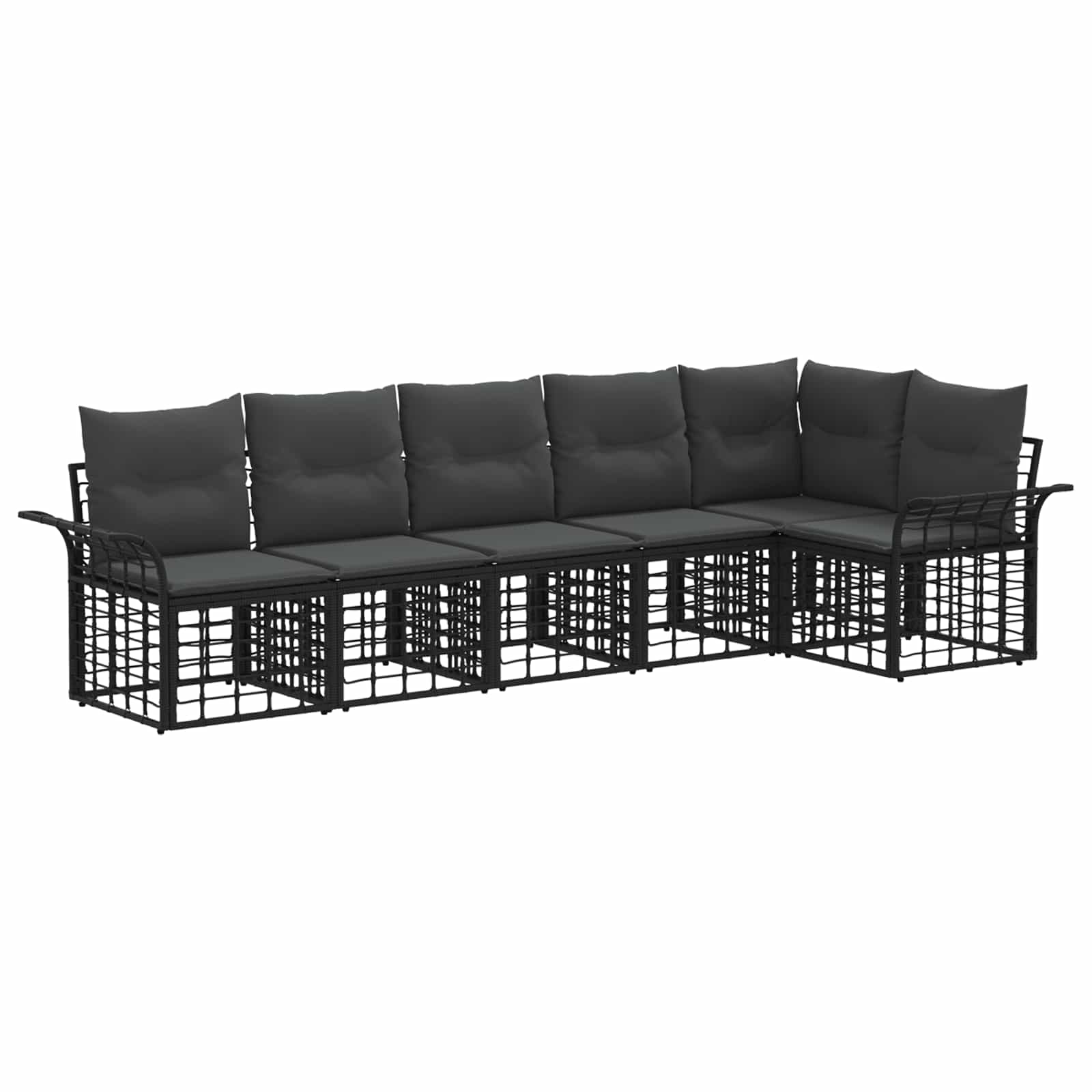 Outdoor-Sofagarnitur 6 pcs Schwarz und Dunkelgrau Polyester