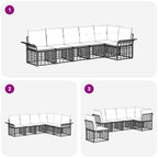 Outdoor-Sofagarnitur 6 pcs Natürlich und Cremweiß Polyester