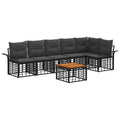 Outdoor-Sofagarnitur 7 pcs Schwarz und Dunkelgrau Polyester