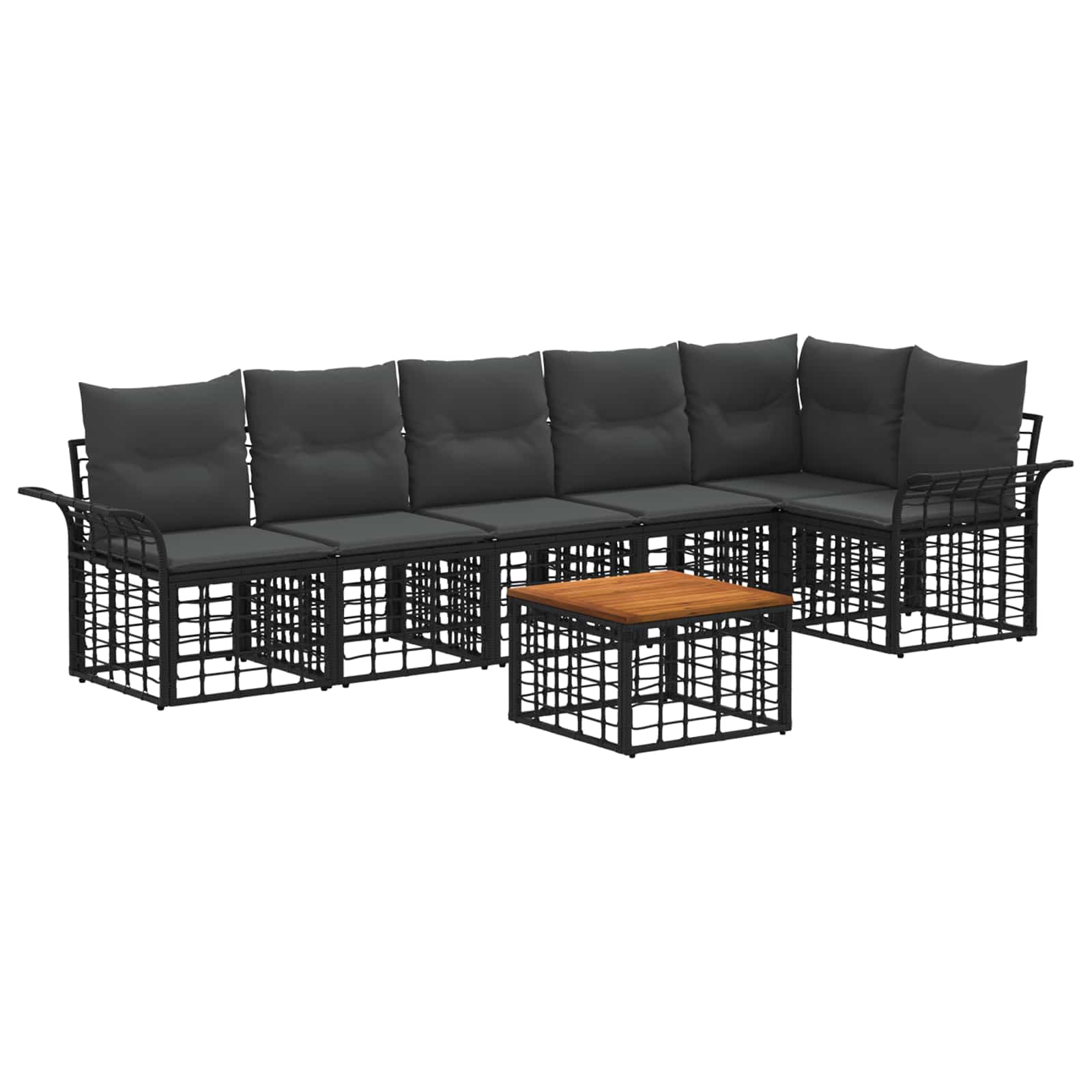 Outdoor-Sofagarnitur 7 pcs Schwarz und Dunkelgrau Polyester