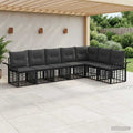 Outdoor-Sofagarnitur 7 pcs Schwarz und Dunkelgrau Polyester