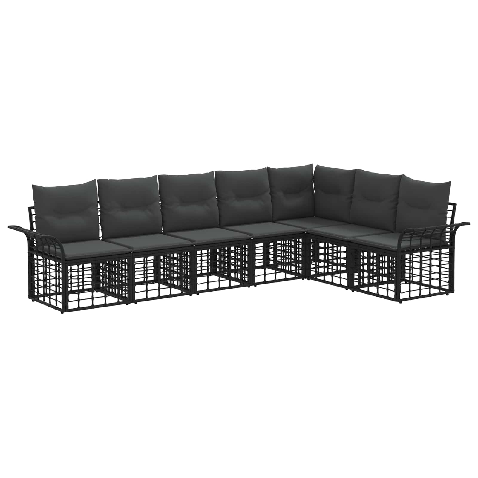 Outdoor-Sofagarnitur 7 pcs Schwarz und Dunkelgrau Polyester
