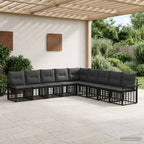 Outdoor-Sofagarnitur 9 pcs Schwarz und Dunkelgrau Polyester