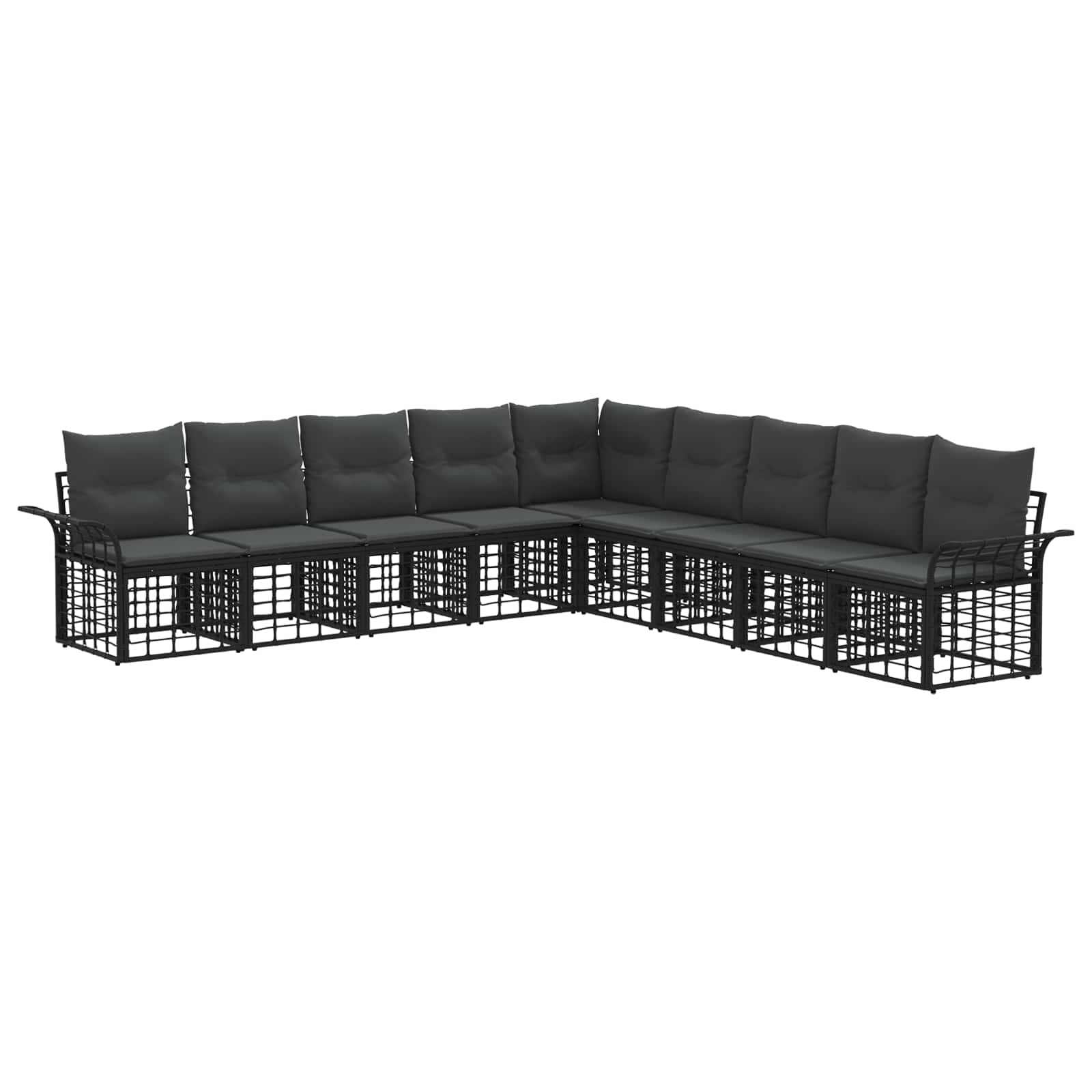 Outdoor-Sofagarnitur 9 pcs Schwarz und Dunkelgrau Polyester