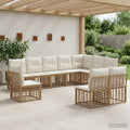 Outdoor-Sofagarnitur 10 pcs Natürlich und Cremweiß Polyester