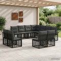 Outdoor-Sofagarnitur 11 pcs Schwarz und Dunkelgrau Polyester