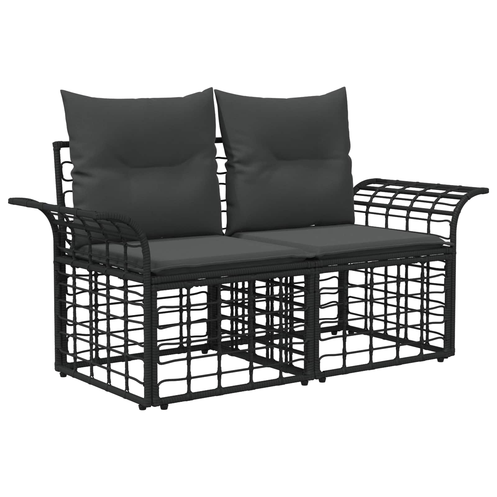 Outdoor-Sofagarnitur 11 pcs Schwarz und Dunkelgrau Polyester