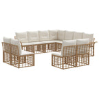 Outdoor-Sofagarnitur 11 pcs Natürlich und Cremweiß Polyester