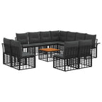 Outdoor-Sofagarnitur 12 pcs Schwarz und Dunkelgrau Polyester