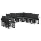 Outdoor-Sofagarnitur 9 pcs Schwarz und Dunkelgrau Polyester