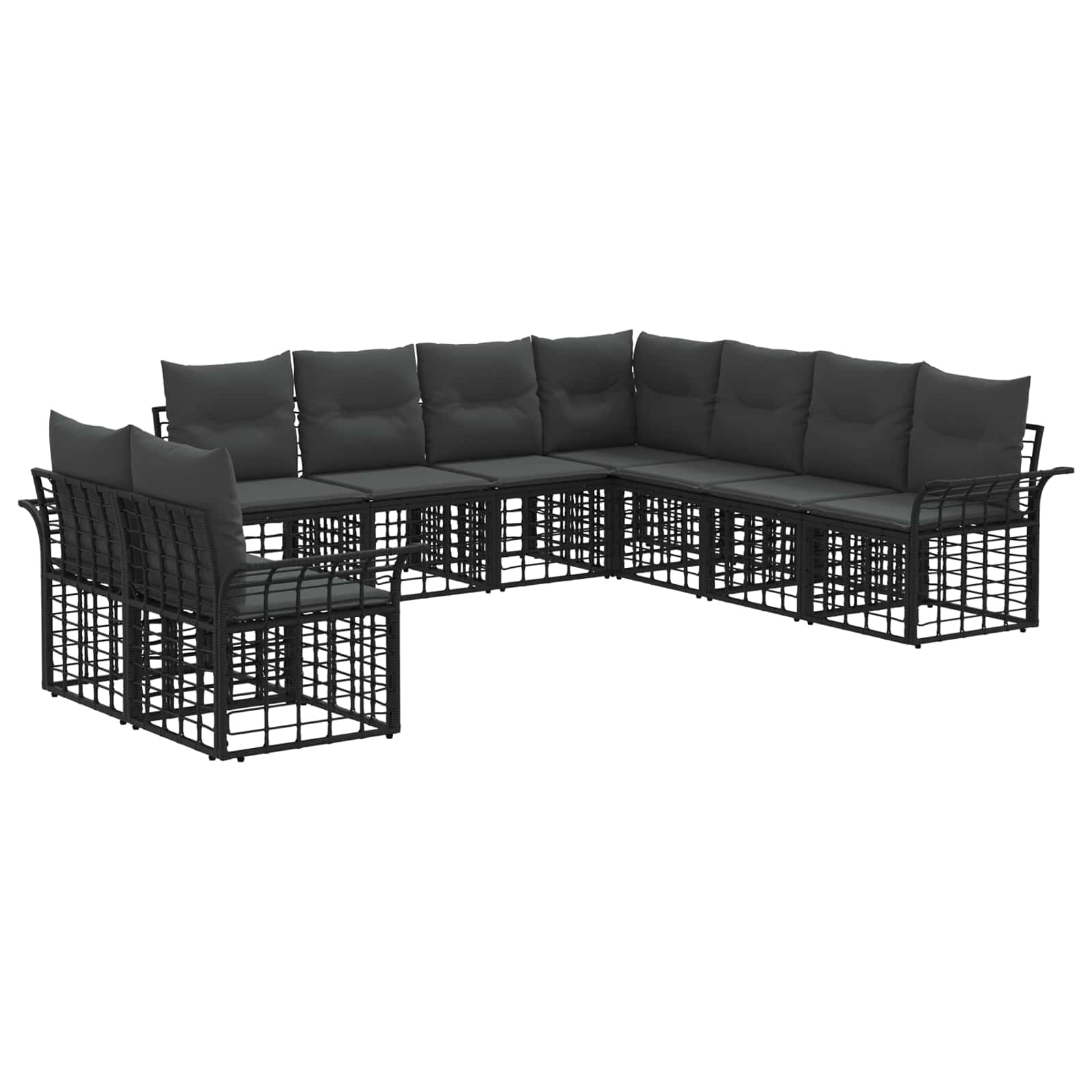 Outdoor-Sofagarnitur 9 pcs Schwarz und Dunkelgrau Polyester