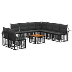 Outdoor-Sofagarnitur 10 pcs Schwarz und Dunkelgrau Polyester