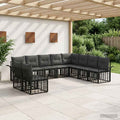 Outdoor-Sofagarnitur 10 pcs Schwarz und Dunkelgrau Polyester