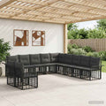 Outdoor-Sofagarnitur 11 pcs Schwarz und Dunkelgrau Polyester