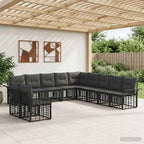 Outdoor-Sofagarnitur 11 pcs Schwarz und Dunkelgrau Polyester