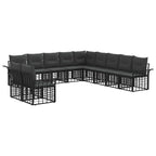 Outdoor-Sofagarnitur 11 pcs Schwarz und Dunkelgrau Polyester