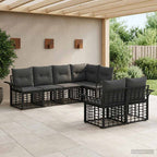 Outdoor-Sofagarnitur 7 pcs Schwarz und Dunkelgrau Polyester