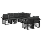 Outdoor-Sofagarnitur 7 pcs Schwarz und Dunkelgrau Polyester