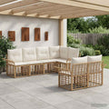 Outdoor-Sofagarnitur 7 pcs Natürlich und Cremweiß Polyester
