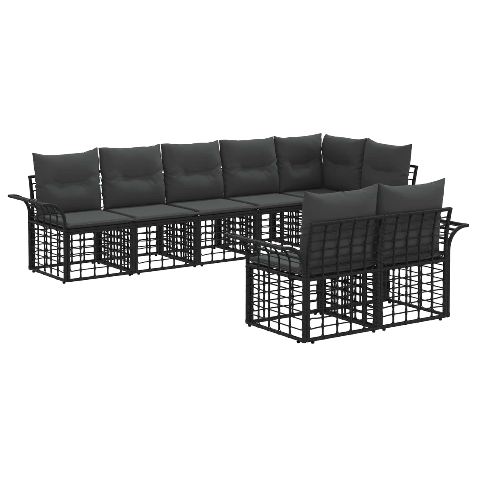 Outdoor-Sofagarnitur 8 pcs Schwarz und Dunkelgrau Poly-Rattan