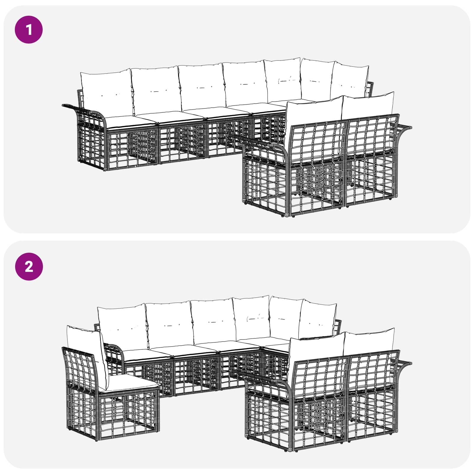 Outdoor-Sofagarnitur 8 pcs Schwarz und Dunkelgrau Poly-Rattan