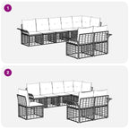 Outdoor-Sofagarnitur 8 pcs Natürlich und Cremweiß Poly-Rattan