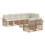 Outdoor-Sofagarnitur 9 pcs Natürlich und Cremweiß Poly-Rattan