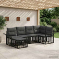 Outdoor-Sofagarnitur 6 pcs Schwarz und Dunkelgrau Polyester