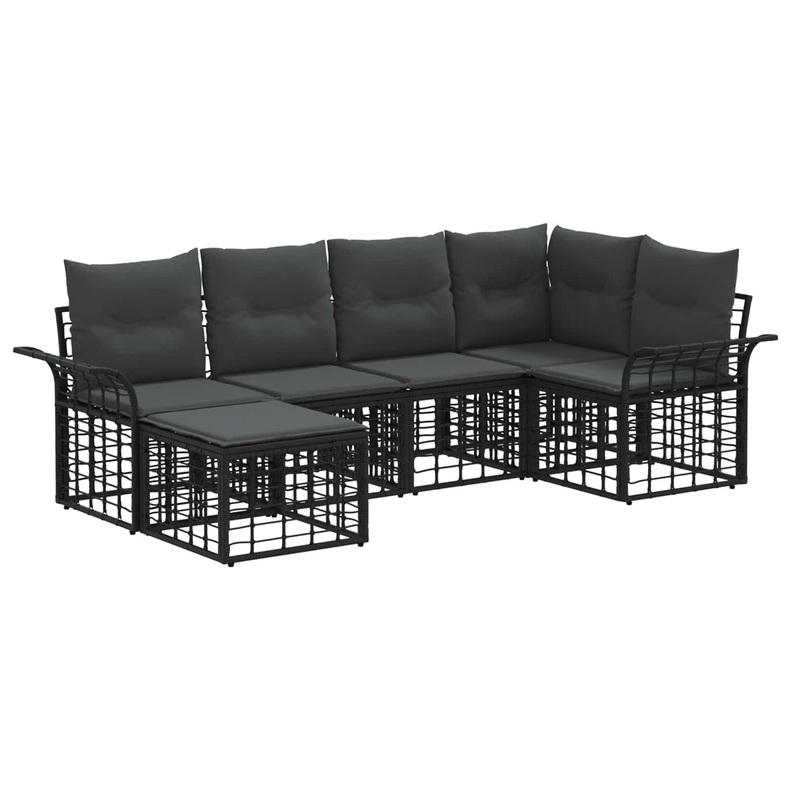 Outdoor-Sofagarnitur 6 pcs Schwarz und Dunkelgrau Polyester