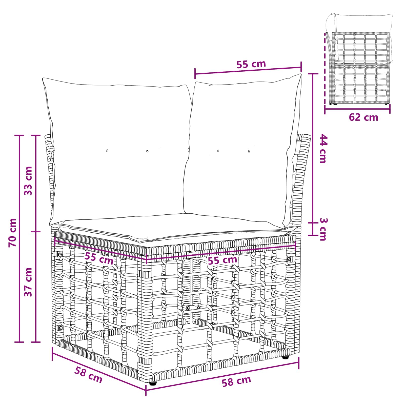 Outdoor-Sofagarnitur 7 pcs Schwarz und Dunkelgrau Polyester