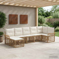 Outdoor-Sofagarnitur 7 pcs Natürlich und Cremweiß Polyester