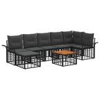 Outdoor-Sofagarnitur 8 pcs Schwarz und Dunkelgrau Polyester